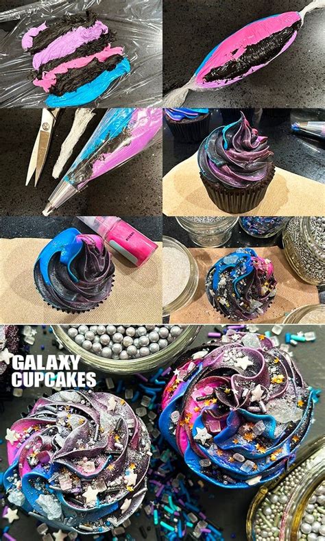 Galaxy Cupcakes With Buttercream Icing In 2024 Galaxy Cupcakes
