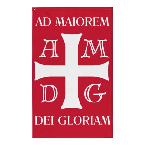 Ad maiorem Dei gloriam Christian Flag Red With Catholic Cross - Xreborn USA