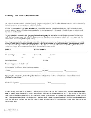 Fillable Online Ignition Tx Recurring Credit Card Authorization Form