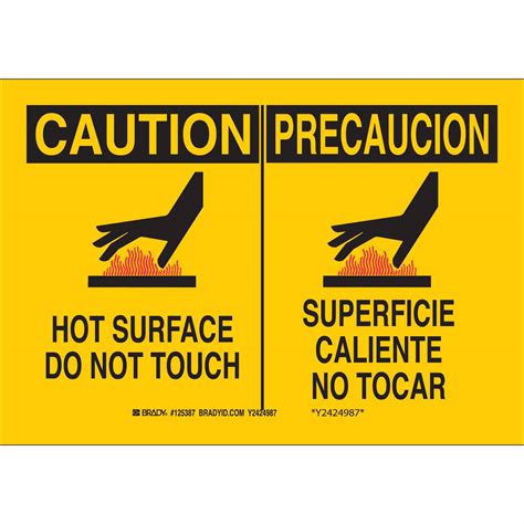 Brady Bilingual CAUTION Hot Surface Do Not Touch Sign BradyID