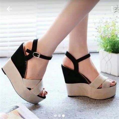 Bn Black Nude High Wedges Women S Fashion Footwear Heels On Carousell