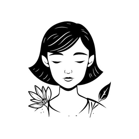 Premium Vector Mindfulness Logo Design Black And White Handdrawn