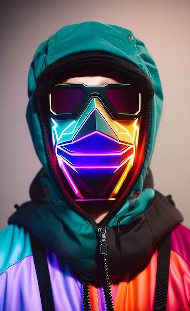 Premium AI Image | A person wearing a neon mask with a neon mask that says neon on it.