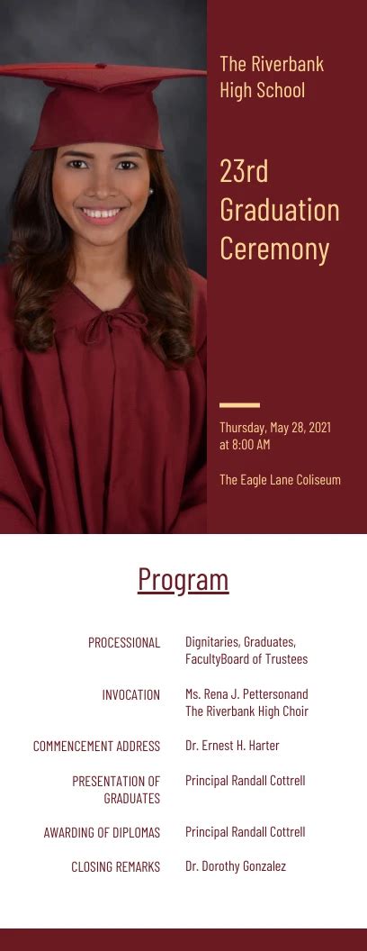 School Graduation Event Program Template - Venngage