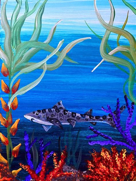 La Jolla Leopard shark Wine and Paint – Paint and Sip– Painting and Vino