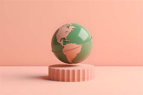 Premium Ai Image A Green Globe Sits On A Pink Surface