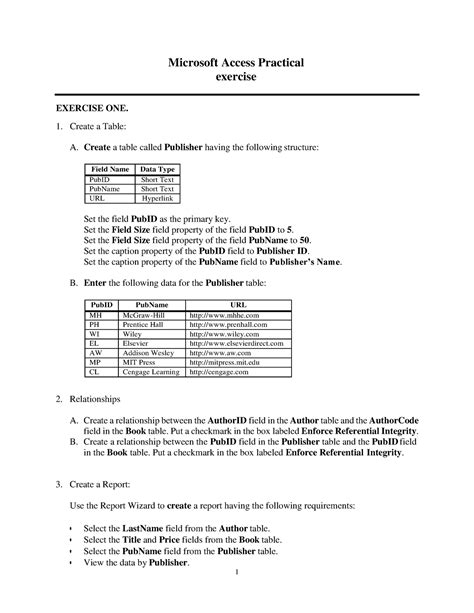 Practical Exercise Access Microsoft Access Practical Exercise