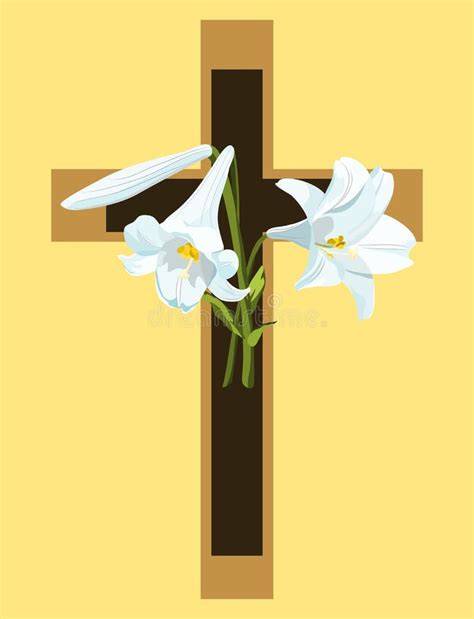 Cross With Easter Lilies Stock Vector Illustration Of Symbol 19151756