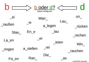 Arbeitsblätter zu b und d Legatrain Verlag für Legasthenie und