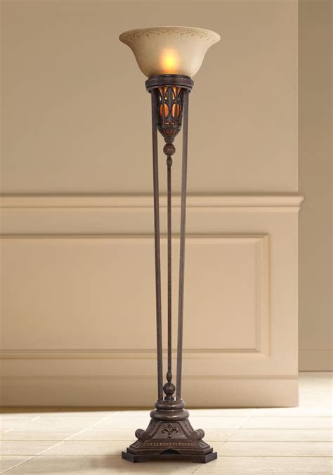 Fleur De Lis Champagne Glass And Bronze Torchiere Floor Lamp Torchiere Floor Lamp Floor Lamp