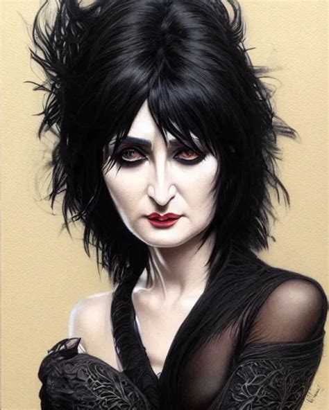 Portrait Of Siouxsie Sioux Black Hair Elegant Real Stable