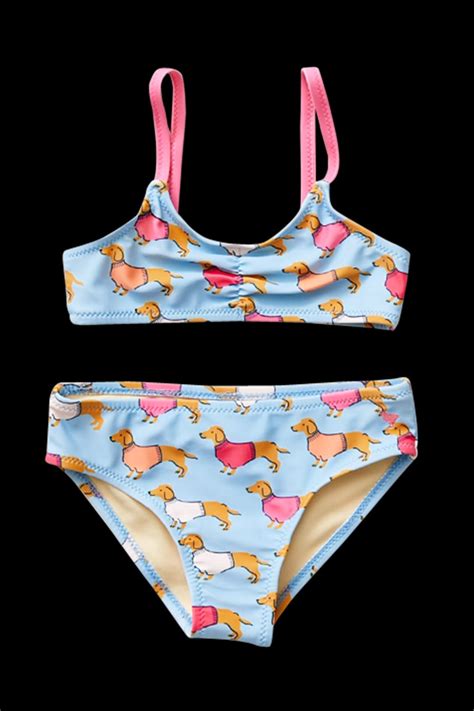 Girls Poppy Swim Bikini Blue Dachshunds ShopperBoard