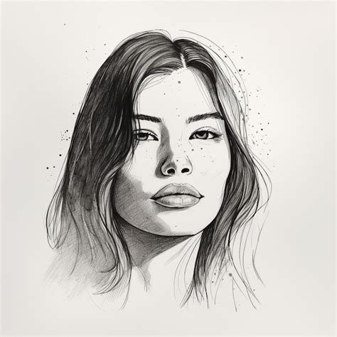 Premium Photo Female Face Line Art Drawing Illustration