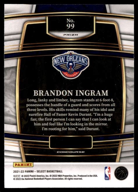 2021 22 Select Brandon Ingram Concourse Blue Prizm 99 New Orleans