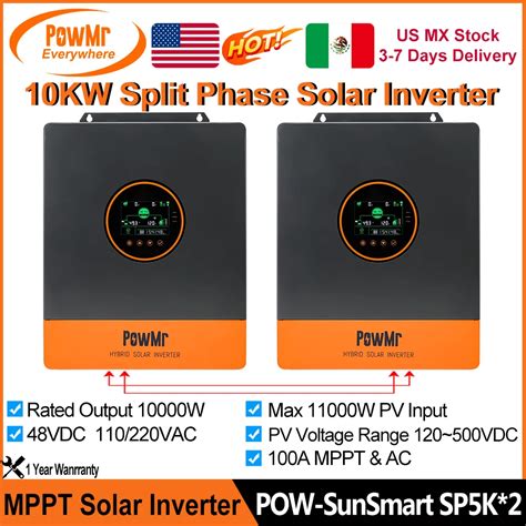 Powmr Inversor Solar H Brido De Kw V Fase Dividida Vac Vac