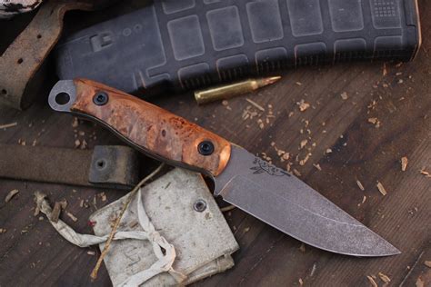 Half Face Blade Crow Jr 4 Fixed Blade Redwood Burl Acid Washed