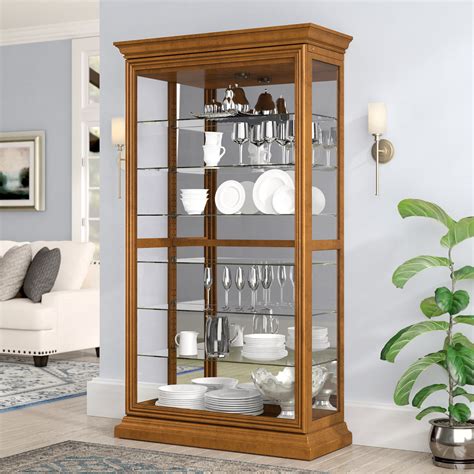 Darby Home Co Braeden Wide Solid Wood Mirrored Back Curio Cabinet