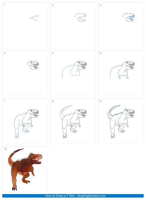 How To Draw A T Rex Easy Step By Step Easy Drawing Guides Drawing