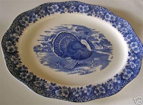 Large Wedgwood Blue And White Turkey Platter England Mint 31144093