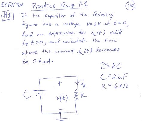 Solved Ecen Practice Quiz If The Capacitor Of The Chegg