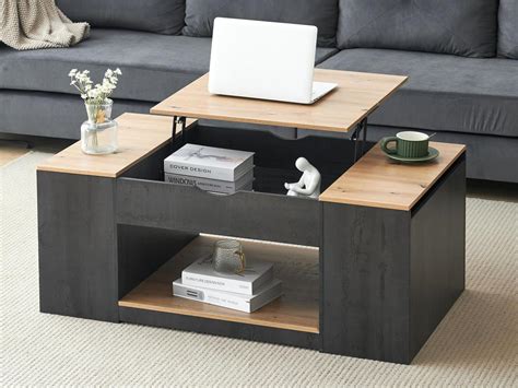 Mesa De Centro Elevable De Mdf Con Espacio De Almacenamiento Debajo