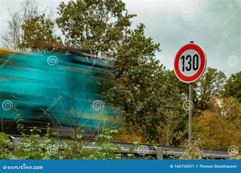 Speed Limit Sign 130 at Autobahn, Highway Germany Stock Image - Image of information, traffic ...