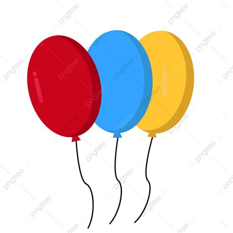 Gambar Desain Datar Balon Merah Biru Kuning Merah Kuning Biru Balon