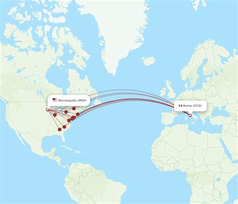 All Flight Routes From Rome To Minneapolis FCO To MSP Flight Routes