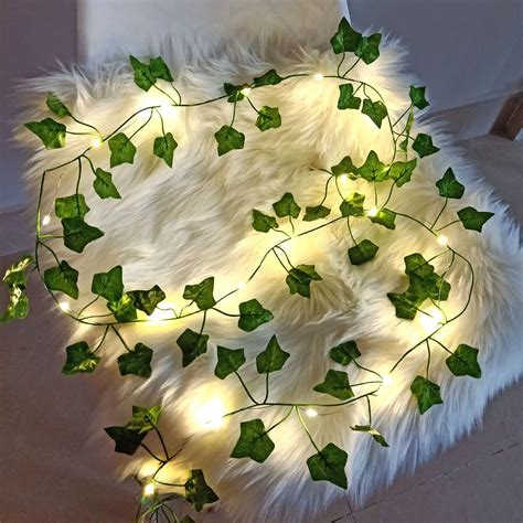 Seda Fake Folha Verde Ivy Videira Luzes LED String Guirlanda Para