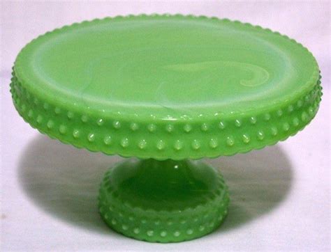 Jadeite Jade Color Milk Green Glass Hobnail Pattern Cake Stand Le Smith Rare 1927888863