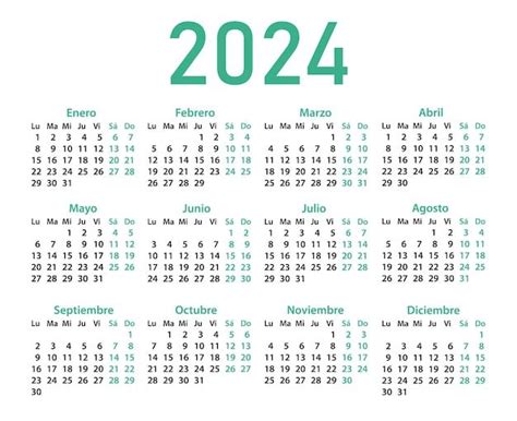 Plantilla De Calendario Para 2024 En Esp Premium Vector Freepik