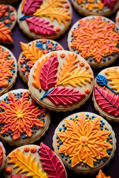 Premium Ai Image Autumn Delights Irresistible Fall Shaped Sugar Cookies