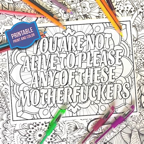 Fuck You Coloring Page Etsy