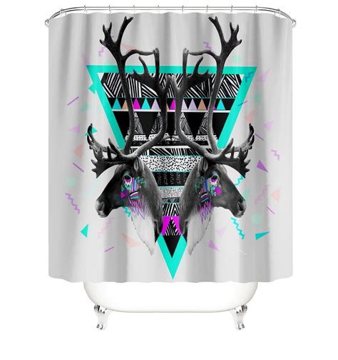 Outdoor Deer Shower Curtain With Wilderness Prints Robokeg