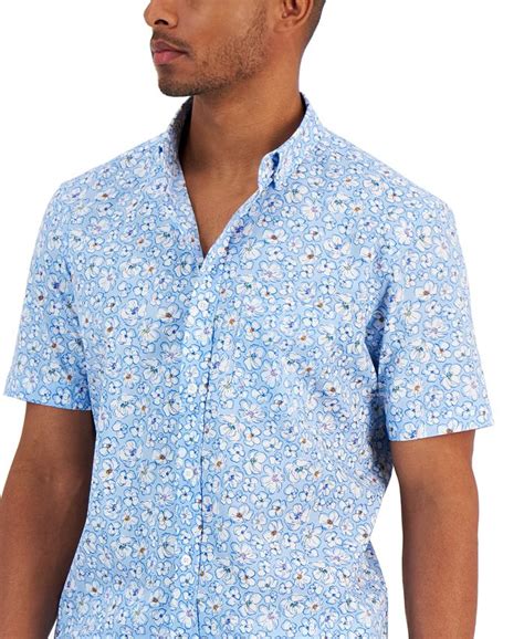 Club Room Club Roon Mens Carla Regular Fit Floral Print Button Down