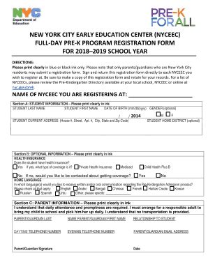 Nyceec Full Day Registration Form Fill Online Printable Fillable