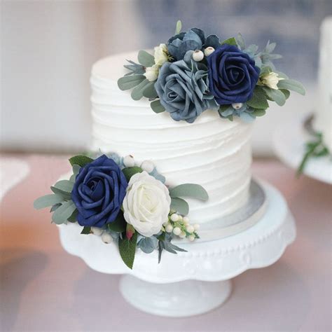 Navy Blue Cake Flowers Wedding Cake Toppers Cake Decorating Flowers