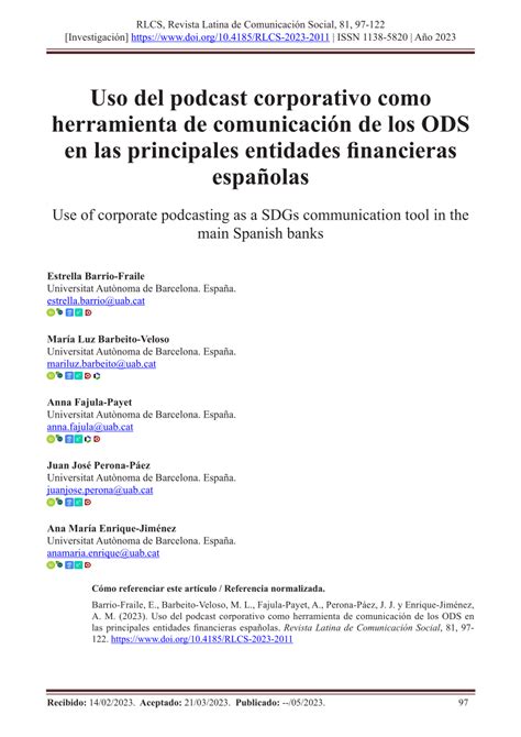 Pdf Uso Del Podcast Corporativo Como Herramienta De Comunicaci N De