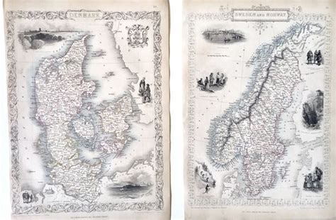 Denmark Sweden And Norway John Tallis 2 Maps 1851 Catawiki