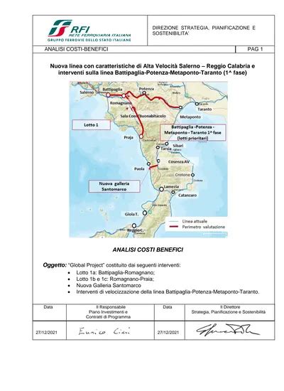 PREMESSA Nuova linea con caratteristiche di Alta Velocità Salerno