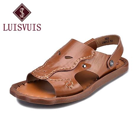 Luisvuis Verano Hombres Sandalias De Cuero Reales Concise Open Toe