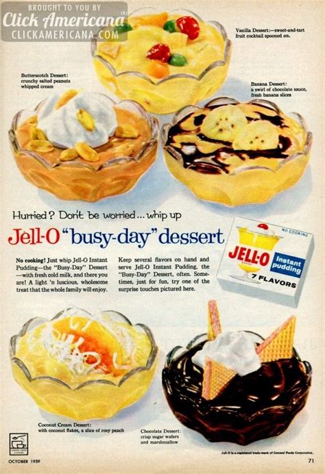 Nostalgic Jello Pudding Desserts From 1959