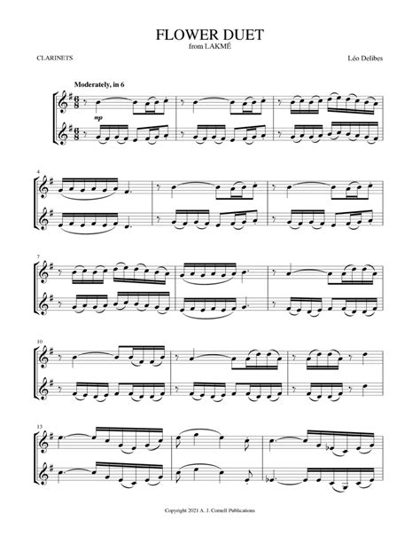 Flower Duet From Lakmé Arr Mark Phillips By Léo Delibes Sheet Music For Clarinet Duet At