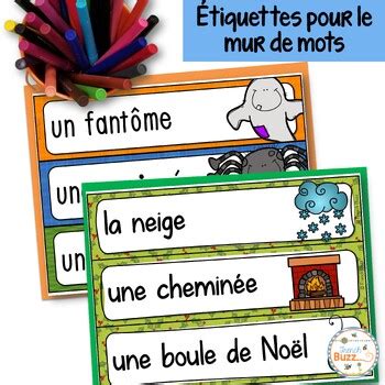 French Word Wall Mots étiquettes pour le mur de mots et lexiques