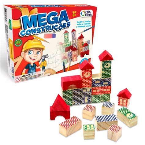 Mega Construção Blocos De Montar Madeira Brinquedo Infantil Tamanho U