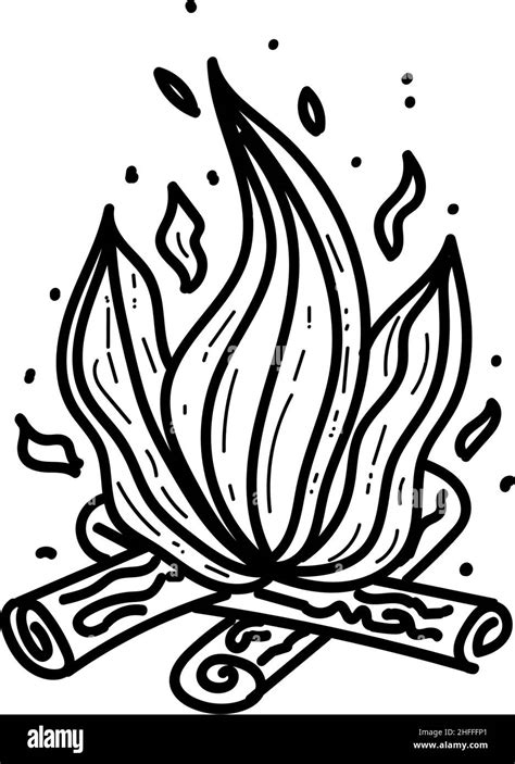 Campfire Hand Drawn Outline Doodle Icon Fireplace Vector Sketch