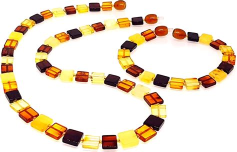 Ambermilana NATUR BERNSTEIN KETTE UND ARMBAND ECHTE BALTISCHE BERNSTEIN