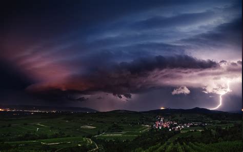 lightning, Sunset, Storm, Clouds, Sky, Austria, Nature, Landscape ...