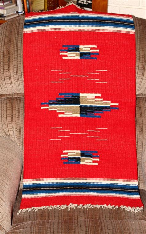 Antique Chimayo Hand Woven Wool Blanket Rug By Queenieseclectic