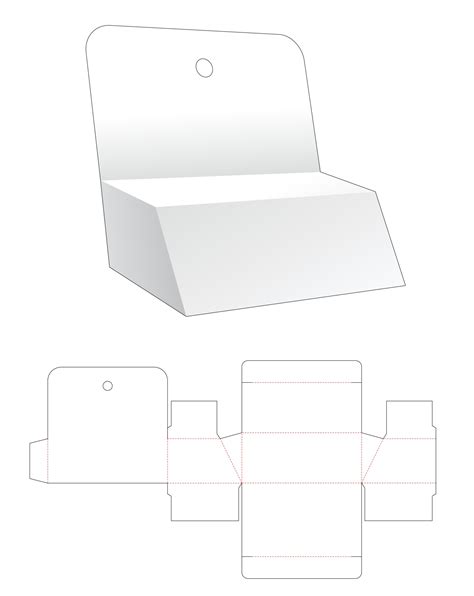 Trapezoid Packaging Box With Hanging Hole Die Cut Template 2031980